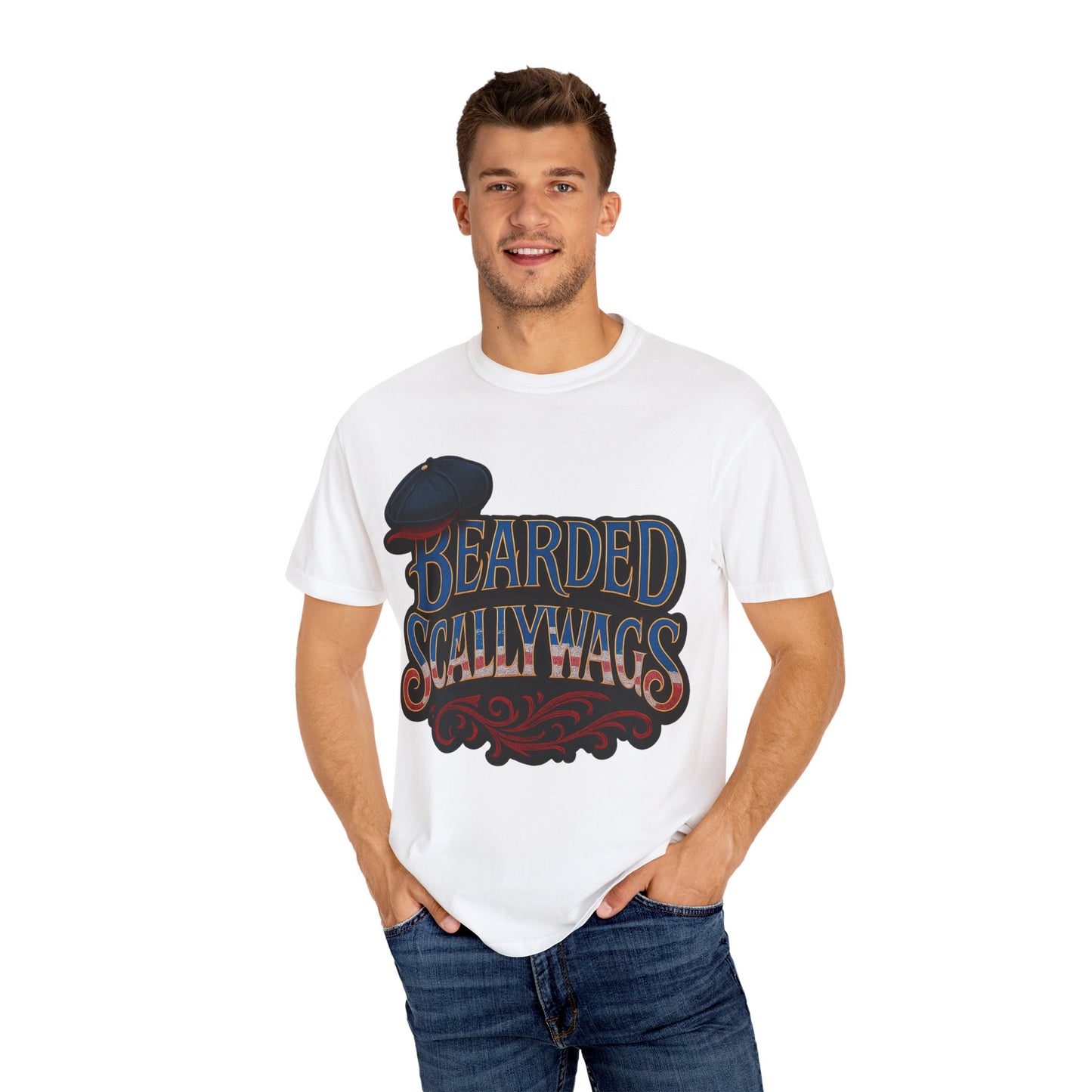 Bearded Scallywags 4th July T-Shirt, Unisex Graphic Tee, Casual Wear, Gift for Beard Lovers, Vintage Style Clothing, Pirate Theme Shirt