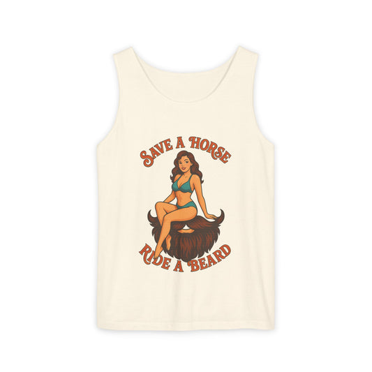 Save a Horse Ride a Beard Tank Top, Funny Graphic Tank, Unisex Summer Tee, Beachwear, Gift for Horse Lovers, Casual Wear