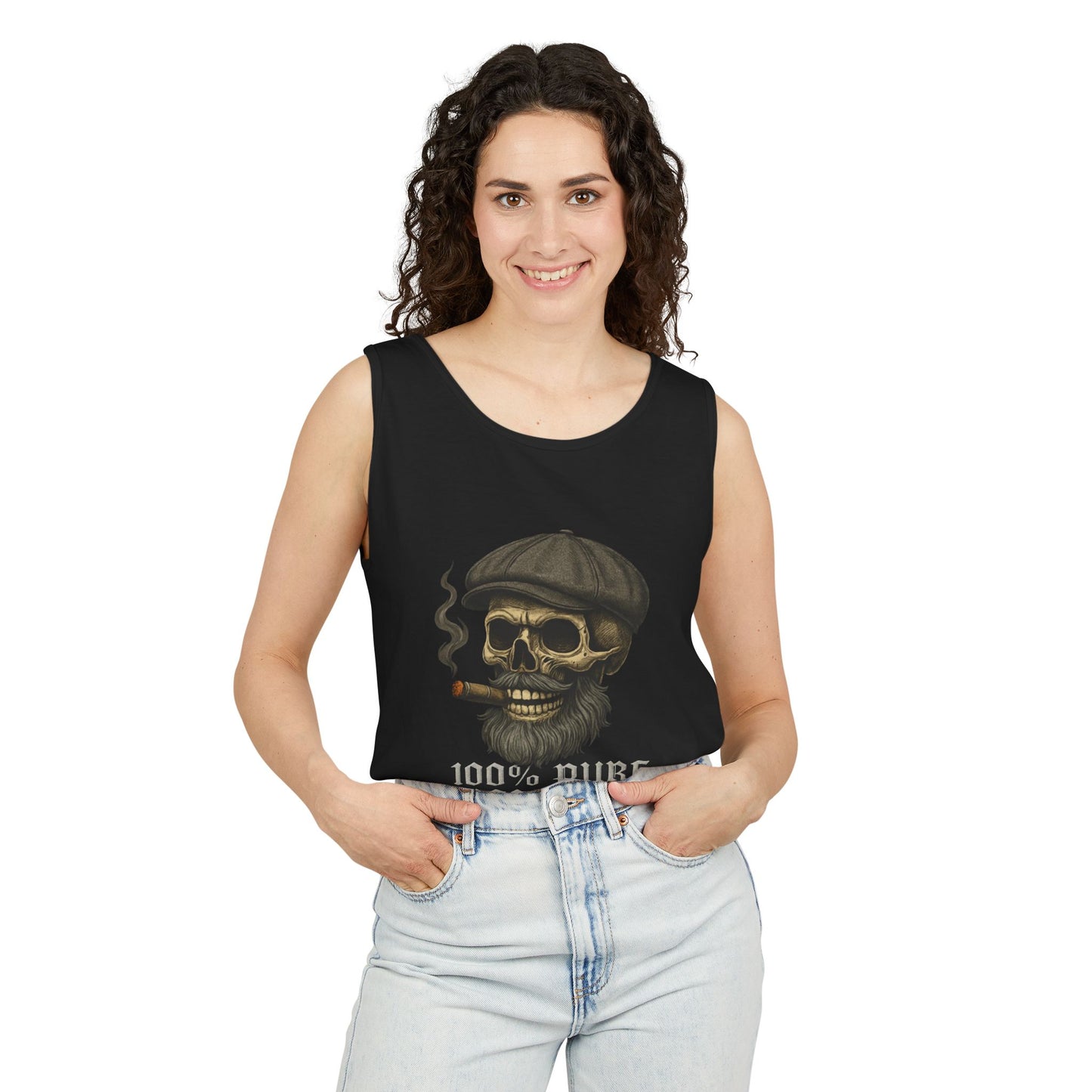 Skull and Smoke Tank Top, Unisex, Casual Wear, Summer Apparel, Cool Gift for Dads, Pirate Theme, Unique Party Shirt, Beachwear