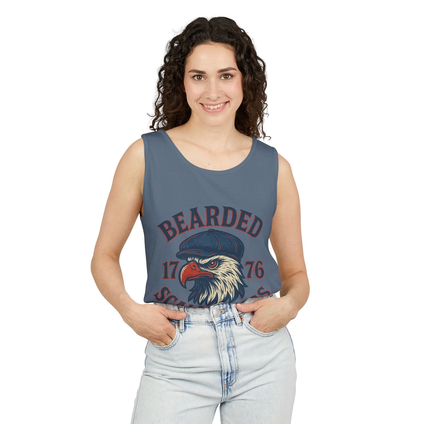 Bearded Scallywags Tank Top | Adjustable Unisex Summer Tee for Patriotism, Independence Day, Casual Wear, Memorial Day