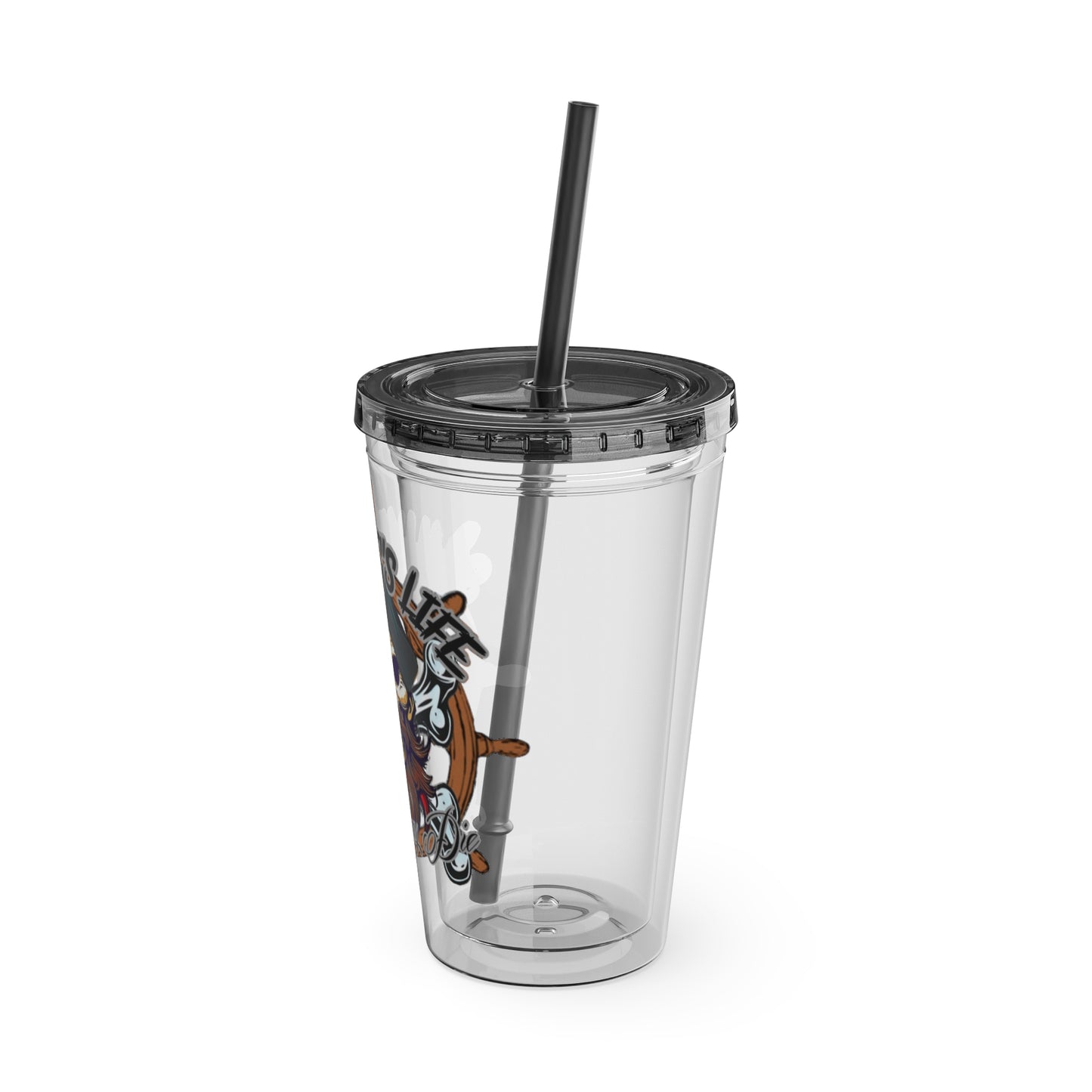 Never Say Die Sunsplash Tumbler with Straw, 16oz