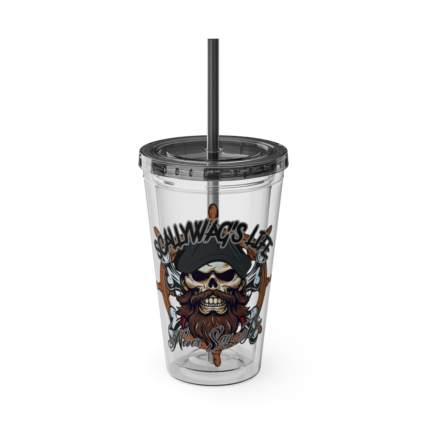 Never Say Die Sunsplash Tumbler with Straw, 16oz